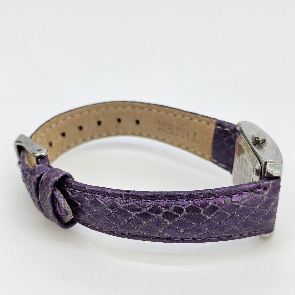 La Mer Collection Women's Watch 22MM White Dial Purple Leather Bands New Battery - Picture 9 of 14